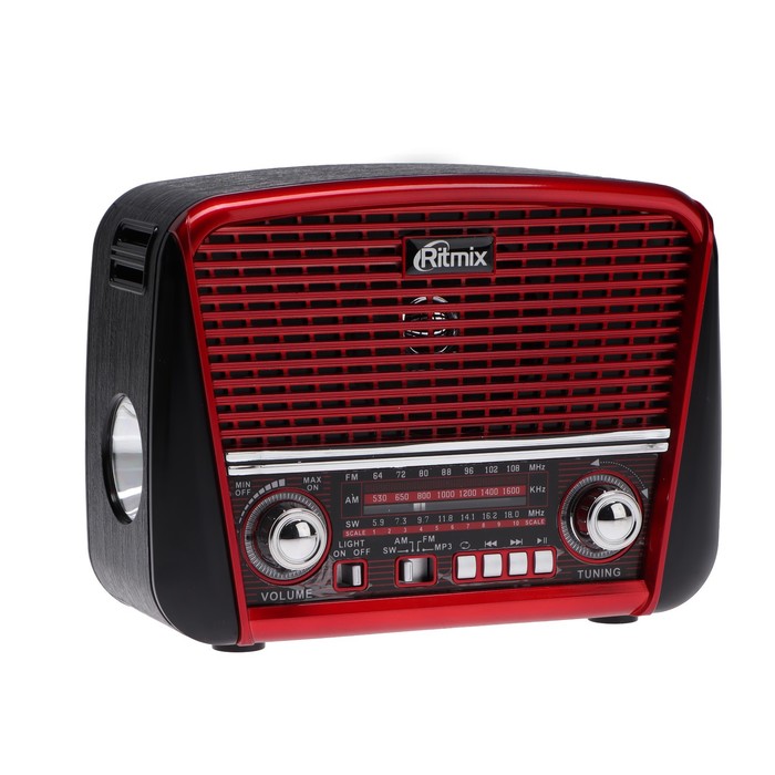 Радиоприемник Ritmix RPR-050 RED, функция MP3-плеера, фонарь, красный - фото 51322591