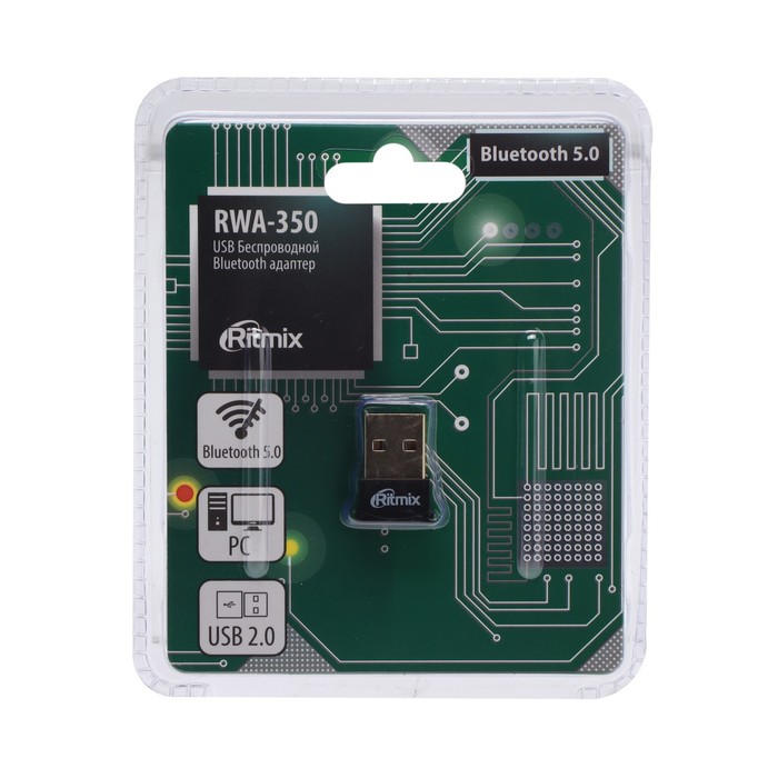 Bluetooth-адаптер RITMIX RWA-350, вер 5.0, USB, чёрный - Фото 1