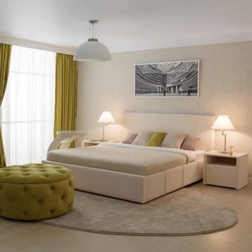 Кровать «Атриум» без ПМ, 140×200 см, премиум велюр, цвет песчаный бриз