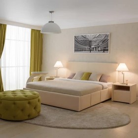 Кровать «Атриум» с ПМ, 140×200 см, премиум велюр, цвет пески касабланки