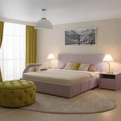 Кровать «Атриум» без ПМ, 140×200 см, премиум велюр, цвет пыльная сирень