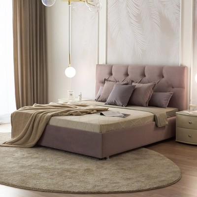Кровать «Монблан» без ПМ, 140×200 см, премиум велюр, цвет пыльная сирень