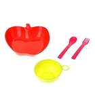 Набор детской посуды «Яблоко», 4 предмета: кружка 150 мл, миска 500 мл, ложка, вилка, цвета МИКС - Фото 1