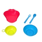 Набор детской посуды «Клубничка», 5 предметов: кружка 150 мл, 2 миски 250 мл, 400 мл, ложка, вилка, цвета МИКС - Фото 2