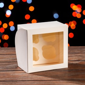 Упаковка на 4 мини-капкейка белая с окном, 13 х 13 х 8 см
