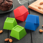 Набор силиконовых форм для выпечки Доляна «Риб. Квадрат», 7×3,5 см, 6 шт, цвет МИКС - Фото 4