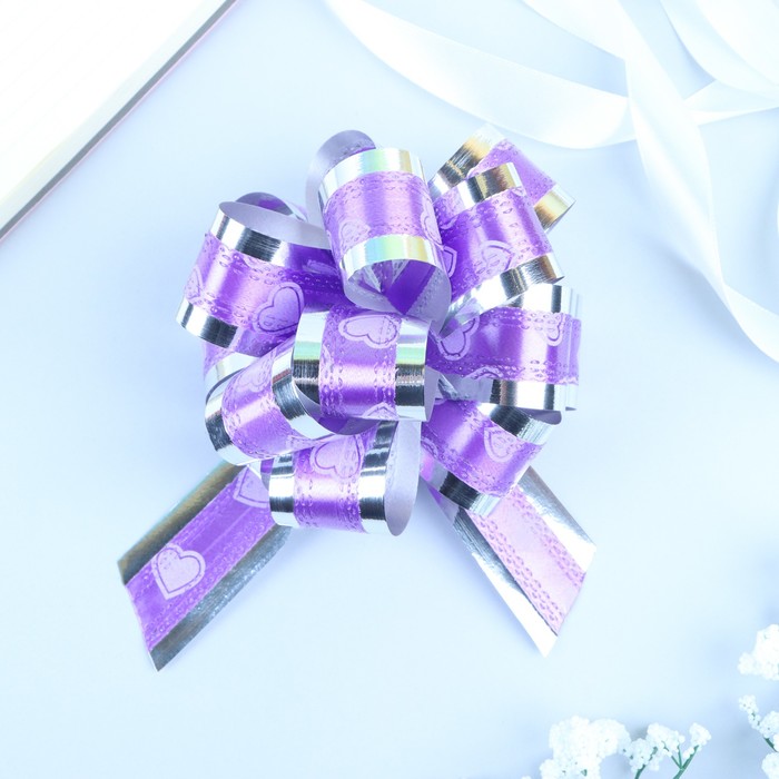 Бант-шар №3,2 "Воздушные сердца", цвет фиолетовом - Фото 1