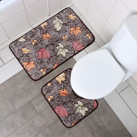 Набор ковриков для ванной и туалета Доляна «Осенние листья», 2 шт: 40×50, 50×80 см