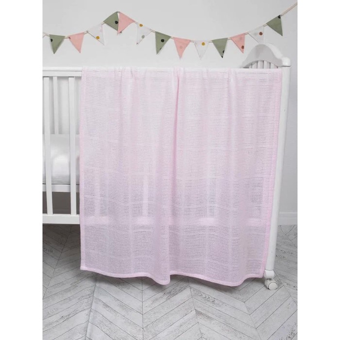 Одеяло вязаное, размер 90х118 см, цвет розовый