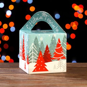 Подарочная коробка "Заснеженный лес", кубик большой, 12 х 12 х 12 см