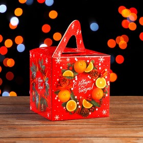 Подарочная коробка "Апельсин и корица", кубик большой, 12 х 12 х 12 см