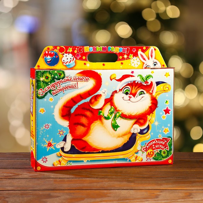 Подарочная коробка "Пушистый кот", 31 х 6,5 х 21,5 см - Фото 1