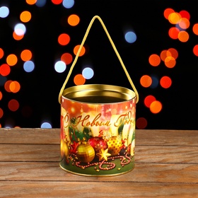 Подарочная коробка, тубус «Новогодние игрушки» 120×120 мм (100 мм внутр. высота).