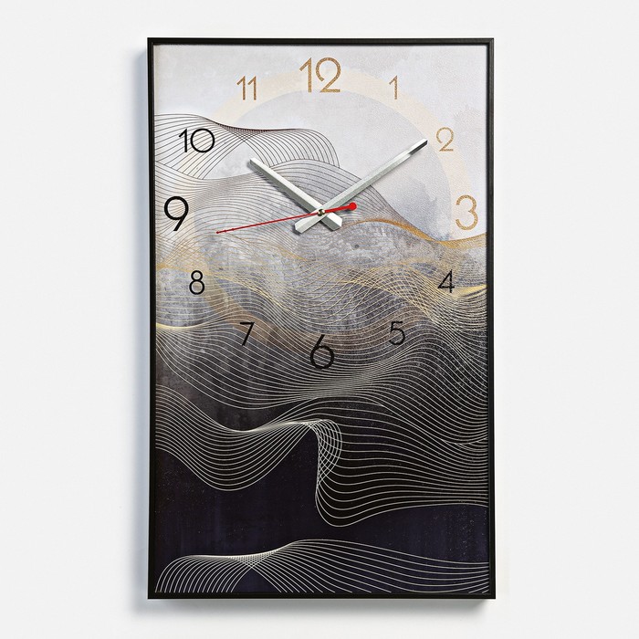 Часы-картина настенные, интерьерные "Линии", плавный ход, 57 х 35 см - фото 1903140090