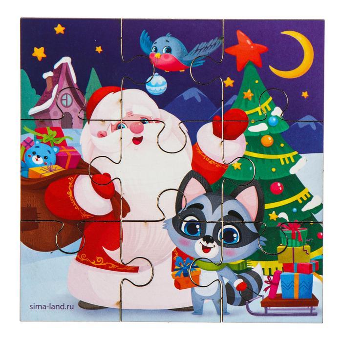 Новогодние дервянные пазлы «Новый год! Дедушка Мороз» - фото 1908974501