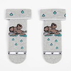 Носки детские махровые, цвет серый, принт МИКС, размер 16-18 - фото 23038033