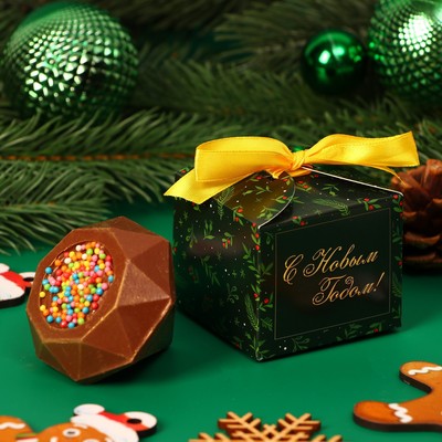 Шоколадная бомбочка с маршмеллоу "Новогоднаяя", молочный шоколад, 38 г