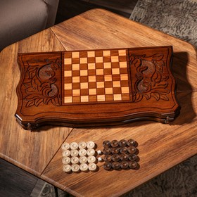 

Нарды ручной работы "Волк", 60х30 см, с шахматным полем, массив ореха, Армения