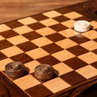 Нарды ручной работы "Филин", глубокая резка, с ручкой, 60х30 см, с шахматным полем, массив ореха, Армения 9079191 - фото 14074956