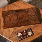 Нарды ручной работы "Герб России", глубокая резка, с ручкой, 60х30 см, с шахматным полем, Армения - Фото 1