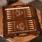 Нарды ручной работы "Герб России", глубокая резка, с ручкой, 60х30 см, с шахматным полем, Армения - Фото 3