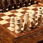 Шахматы ручной работы "Классика с резкой", на ножках, 50х50 см, массив ореха, Армения - Фото 4