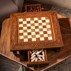 Шахматы ручной работы "Классика с резкой", на ножках, 50х50 см, массив ореха, Армения - фото 4483641
