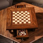 Шахматы ручной работы "Классика с резкой", на ножках, 42х42 см, массив ореха, Армения - Фото 3