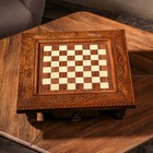 Шахматы ручной работы "Классика с резкой", на ножках, 42х42 см, массив ореха, Армения - Фото 2