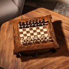 Шахматы ручной работы "Эксклюзив", с ящиками, на ножках, 40х40 см, массив ореха, Армения - фото 9933133