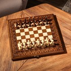 Шахматы-нарды ручной работы "Узоры с резкой", 40х20 см, массив ореха, Армения - Фото 2