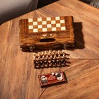 Шахматы ручной работы "Стандарт", с ручкой, 30х19 см, массив, массив ореха, Армения - фото 9933154
