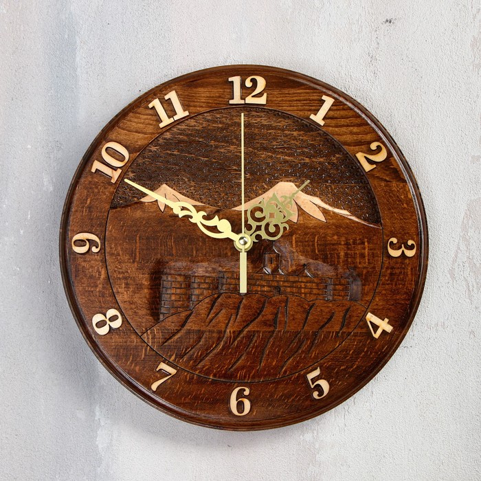 Часы ручной работы "Горы", 30 см, массив, Армения - Фото 1