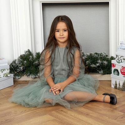 Платье нарядное для девочки KAFTAN, зелёное, рост 134-140 см