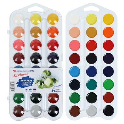 Акварель медовая «ЗХК. Я - Художник!», 24 цвета, без кисти, в пластиковой коробке