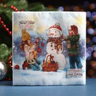 Салфетки новогодние бумажные «Снеговик и дети», 2 слоя, 33×33 см, 20 шт. - Фото 4