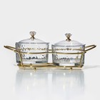 Набор конфетниц Magistro «Богема», 24×9.5×8.5 см, на подставке. 2 шт., стекло, цвет металла золотистый - Фото 2