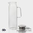 Кувшин для воды Magistro «Богема», 2 л, 9.7×32 см, с металлической крышкой, стекло, прозрачный, серебристая крышка - Фото 2