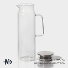 Кувшин для воды Magistro «Богема», 2 л, 9.7×32 см, с металлической крышкой, стекло, прозрачный, серебристая крышка - Фото 2
