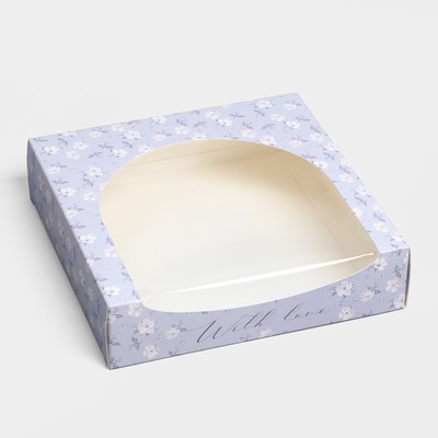 Кондитерская упаковка, коробка с PVC окном, With love, 20×20×5 см