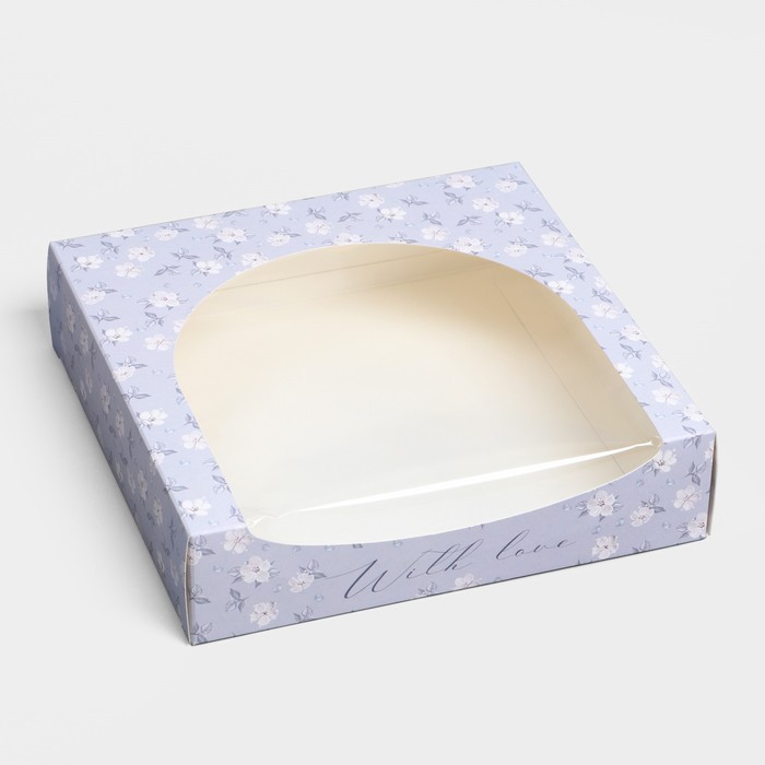 Кондитерская упаковка, коробка с PVC окном, With love, 20×20×5 см - Фото 1