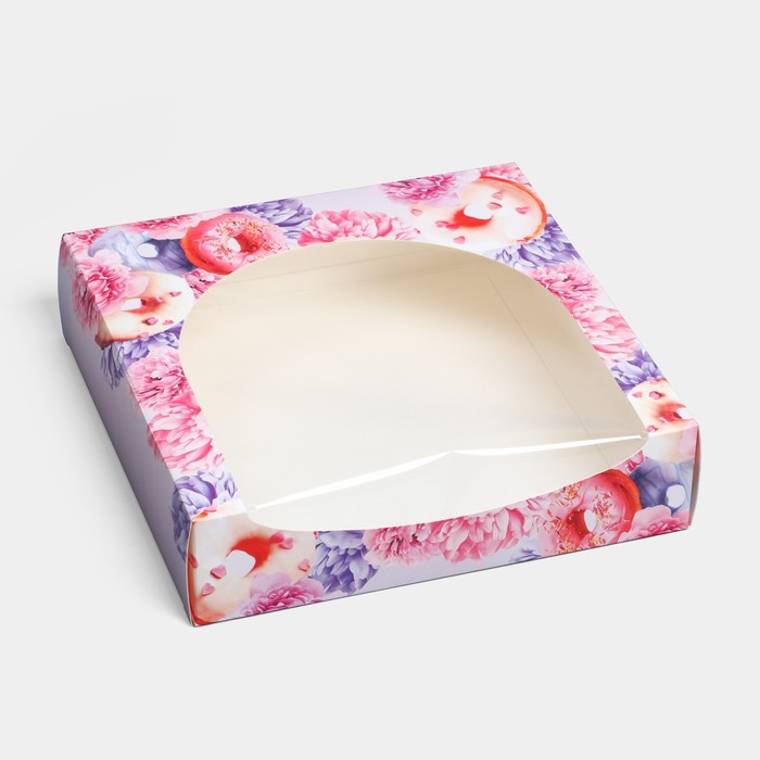 Кондитерская упаковка, коробка с PVC окном, «Пончики», 20×20×5 см - Фото 1