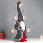 Кукла интерьерная "Дед Мороз с ёлкой в мешке, серая бархатная шуба" 51х18х18 см - Фото 2