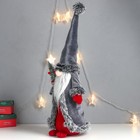 Кукла интерьерная "Дед Мороз с ёлкой в мешке, серая бархатная шуба" 51х18х18 см - Фото 3