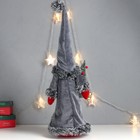 Кукла интерьерная "Дед Мороз с ёлкой в мешке, серая бархатная шуба" 51х18х18 см - Фото 4