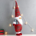 Кукла интерьерная "Дед Мороз только нос, в клетчатом наряде" 87х31х18 см - Фото 2
