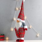 Кукла интерьерная "Дед Мороз только нос, в клетчатом наряде" 87х31х18 см - Фото 3