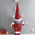 Кукла интерьерная "Дед Мороз только нос, в клетчатом наряде" 87х31х18 см - Фото 4