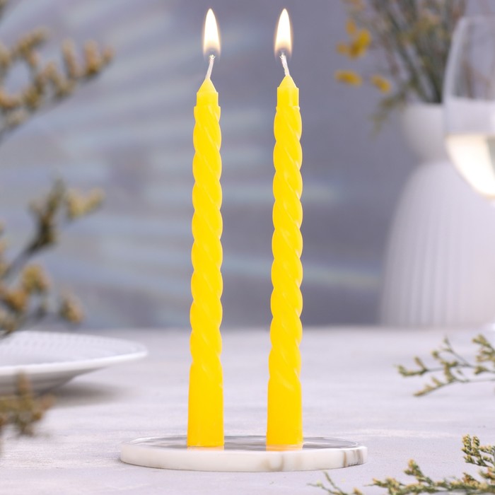 Набор свечей витых, 2 штуки, аромат лимон - Фото 1