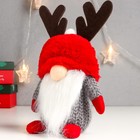 Кукла интерьерная "Дед Мороз в красной шапке с рожками" 20х13х11 см - Фото 3